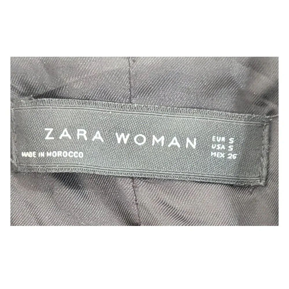 ZARA Woman Black Bouclé Tweed Double-Breasted Blazer Size S Gold Buttons - Picture 4 of 8